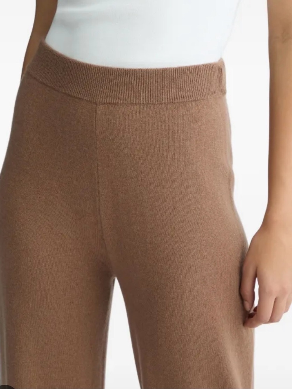 Women’s Soft Knit Wide-Leg High Waisted Pants — Brown size-S